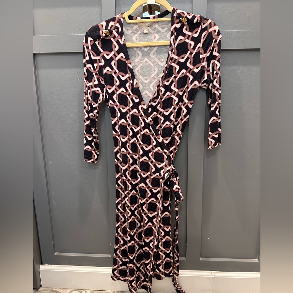 Banana Republic Navy Blue and Red Long Sleeve Dress